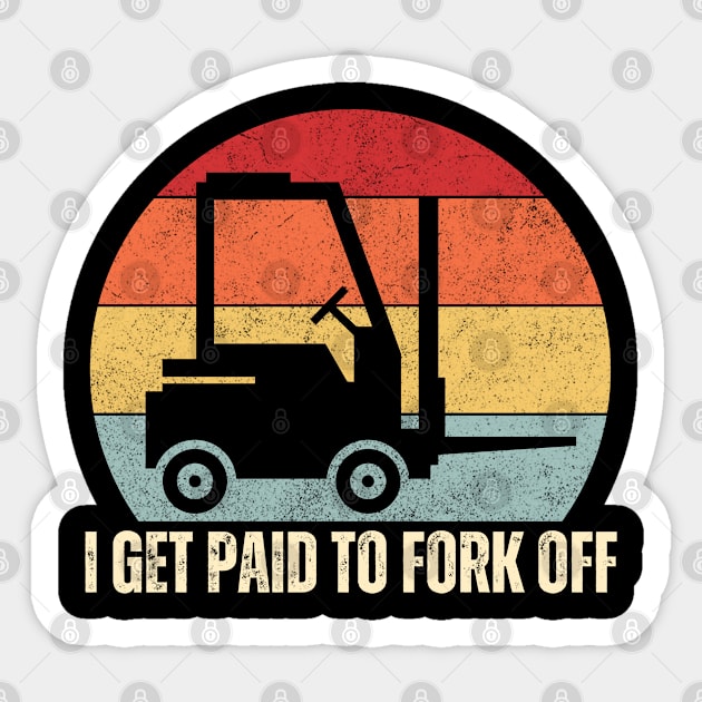 Retro Sunset Forklift Truck Operator Jokes Sticker by JB.Collection